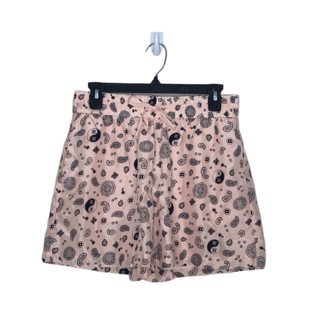 J Crew Pull-On Sandwashed Pink Silk Paisley Drawstring Shorts